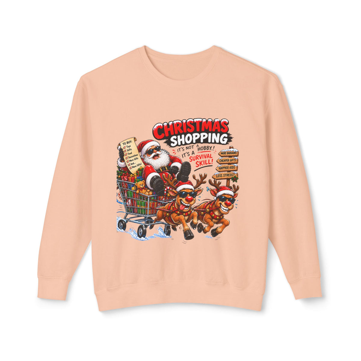 Christmas Shopping Santa Crewneck Sweatshirt