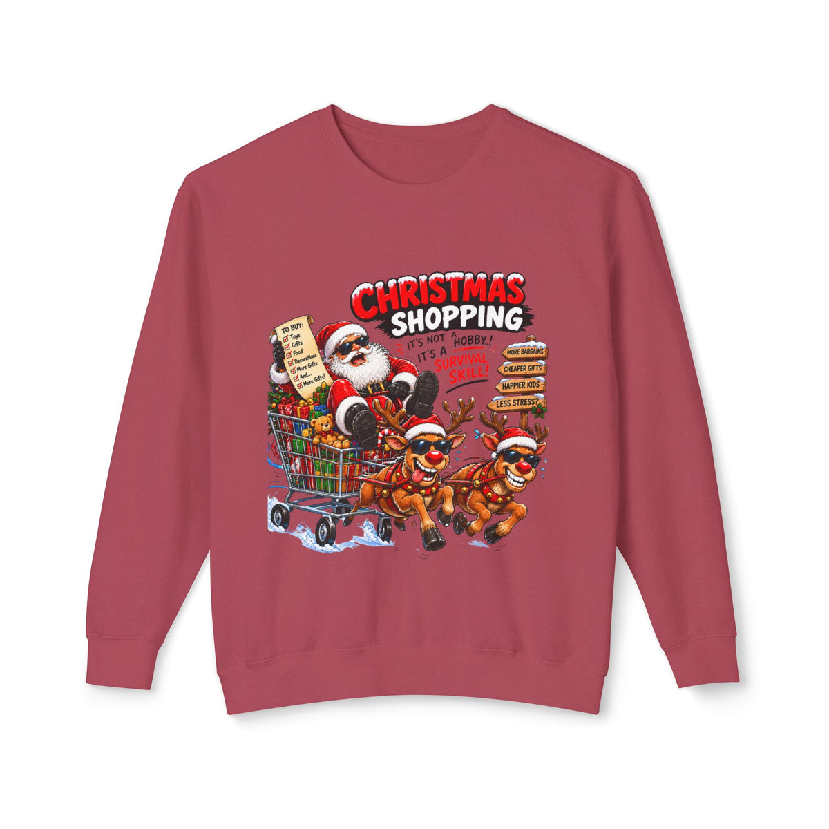 Christmas Shopping Santa Crewneck Sweatshirt