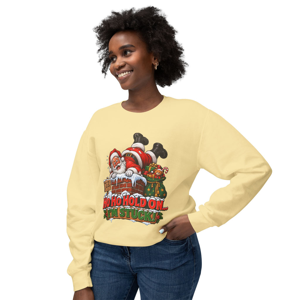 Ho Ho Hold On, I’m Stuck Christmas Santa Crewneck Sweatshirt