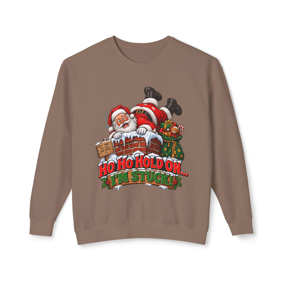 Ho Ho Hold On, I’m Stuck Christmas Santa Crewneck Sweatshirt