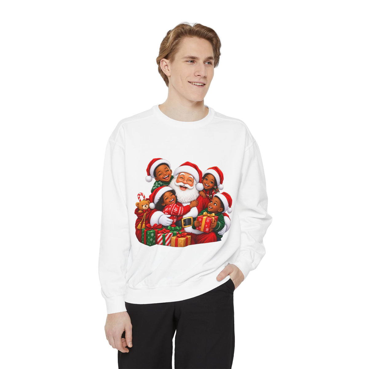 Merry Christmas Santa and Kids Holiday Sweatshirt