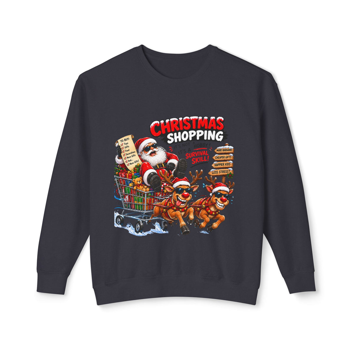 Christmas Shopping Santa Crewneck Sweatshirt
