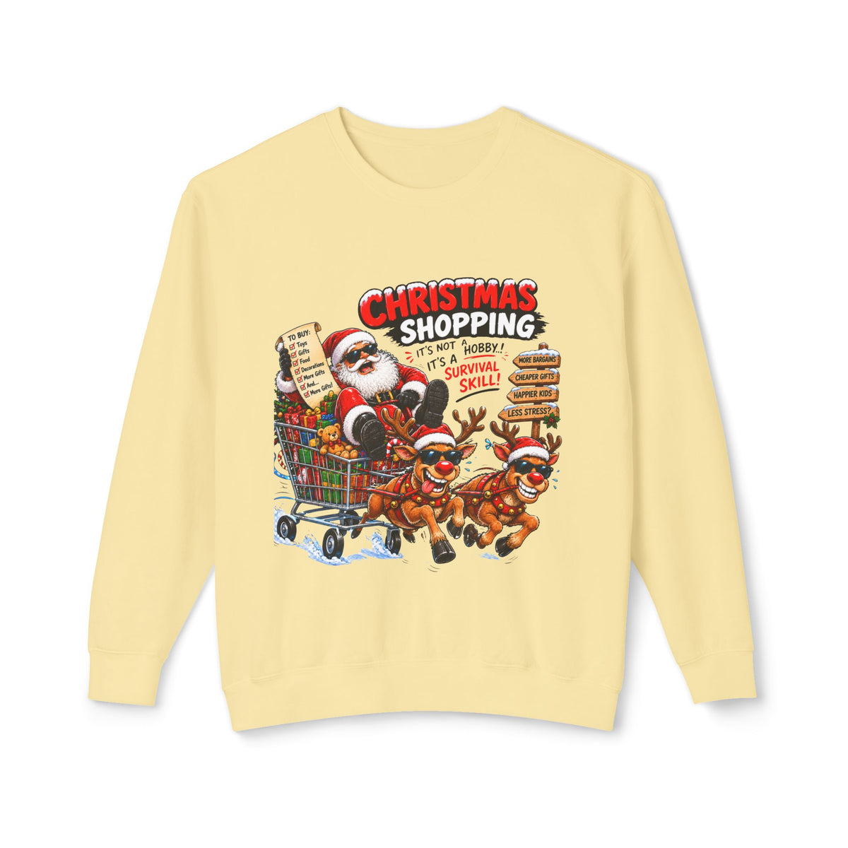 Christmas Shopping Santa Crewneck Sweatshirt