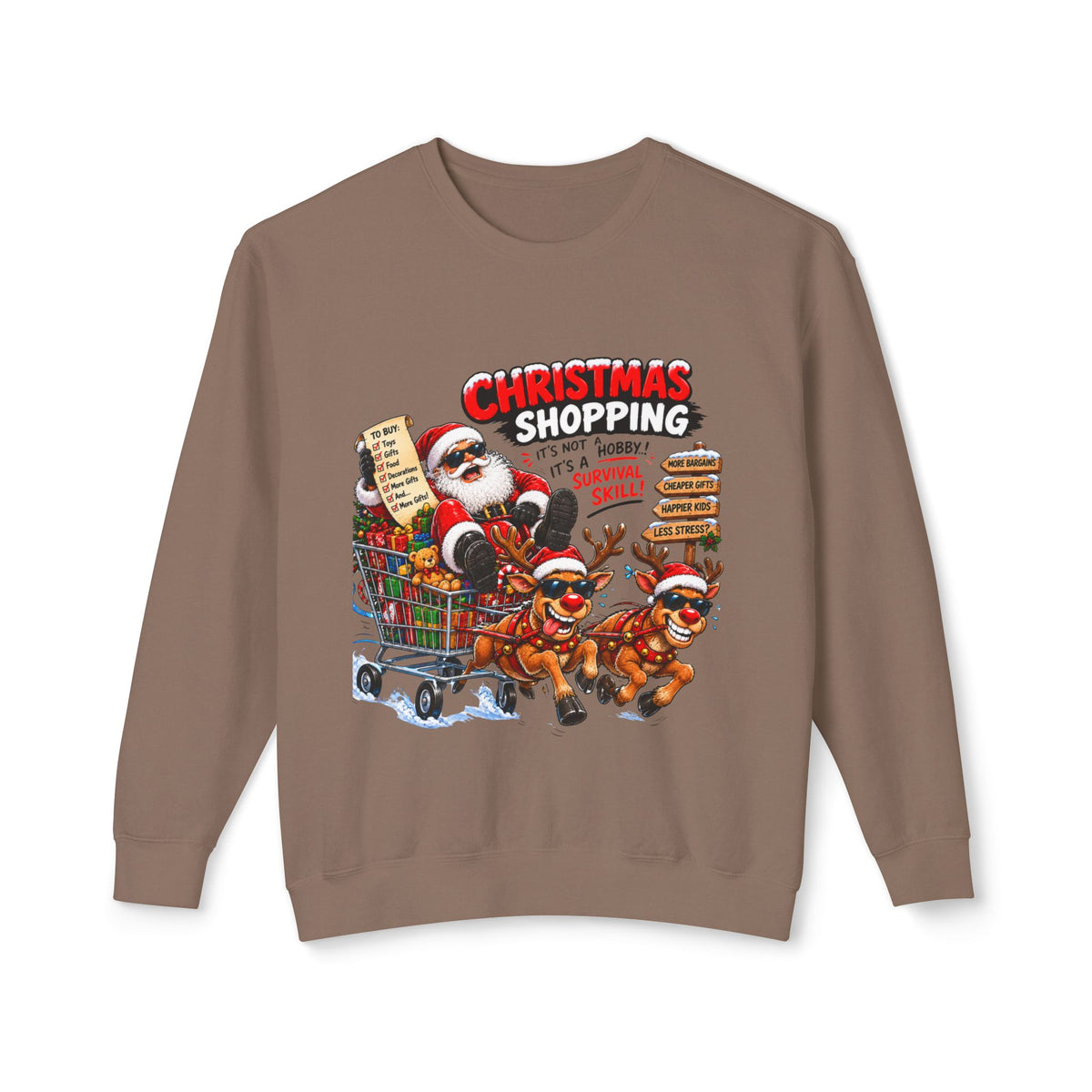 Christmas Shopping Santa Crewneck Sweatshirt