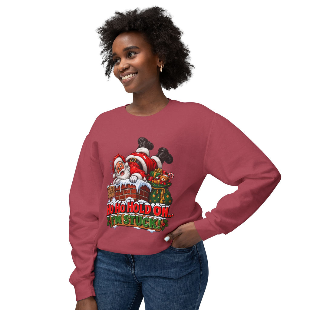 Ho Ho Hold On, I’m Stuck Christmas Santa Crewneck Sweatshirt