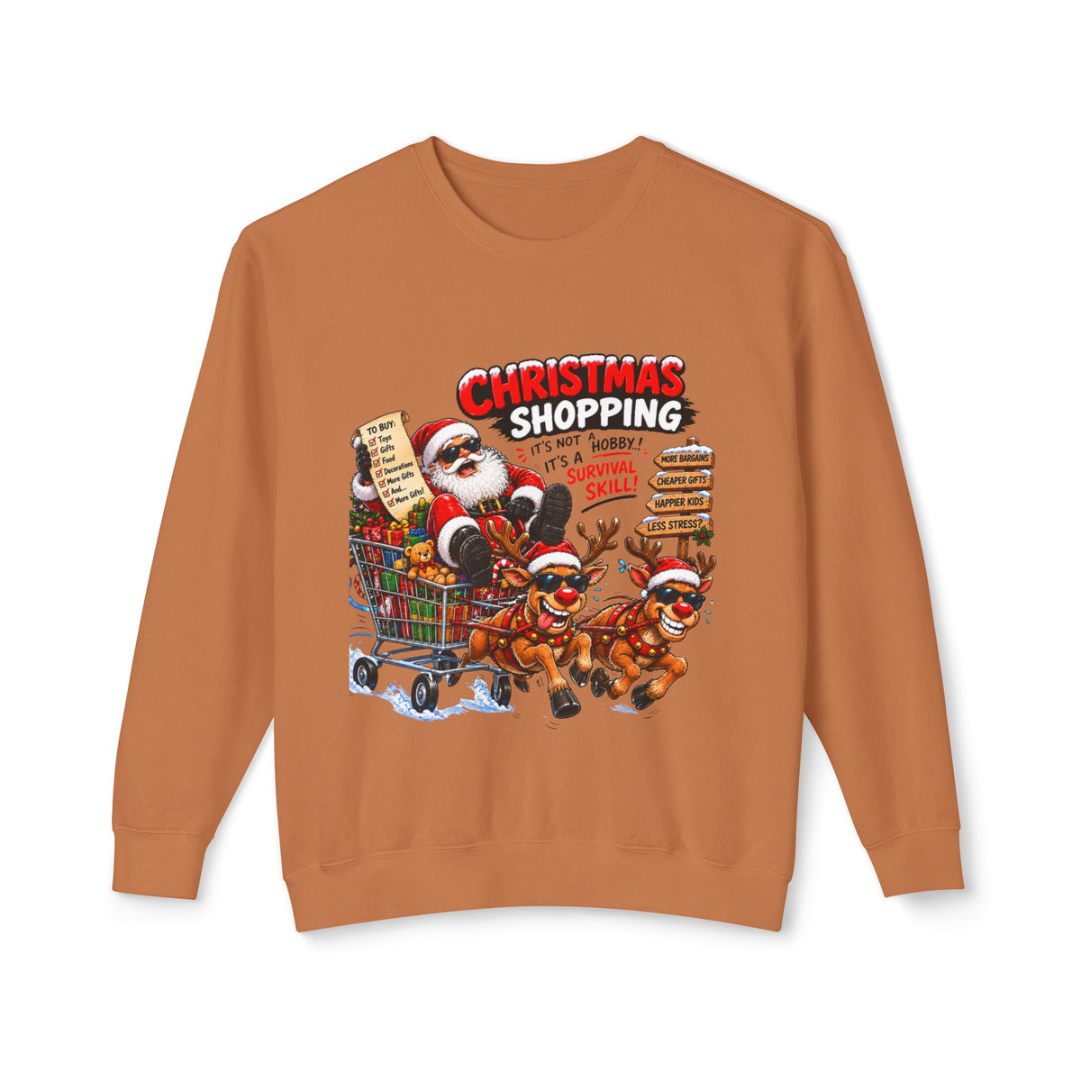 Christmas Shopping Santa Crewneck Sweatshirt