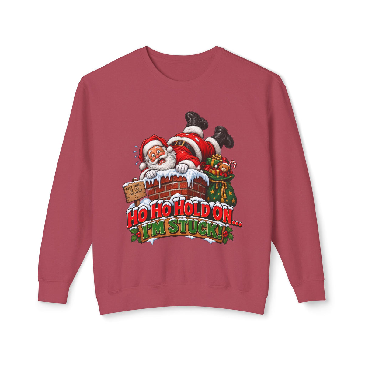 Ho Ho Hold On, I’m Stuck Christmas Santa Crewneck Sweatshirt
