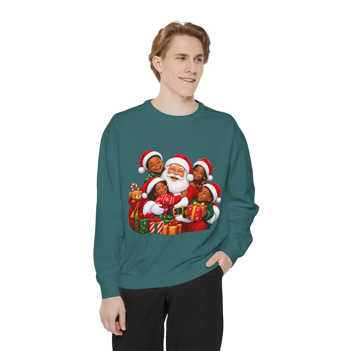Merry Christmas Santa and Kids Holiday Sweatshirt