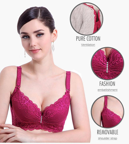 Large Size 3/4 Cup Lace Push Up Bra