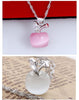 Pink White Opal Apple Pendant Necklace