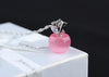Pink White Opal Apple Pendant Necklace
