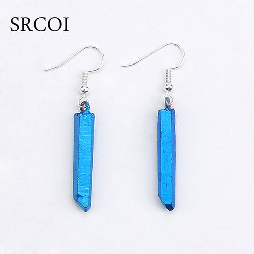 Titanium Quartz Crystals Natural Stone Earrings