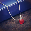 Pink White Opal Apple Pendant Necklace